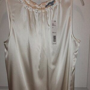 ANTONIO MELANI SILK TANK TOP WITH GATHERED NECK BACK BOW SLEEVELESS IVORY SMALL